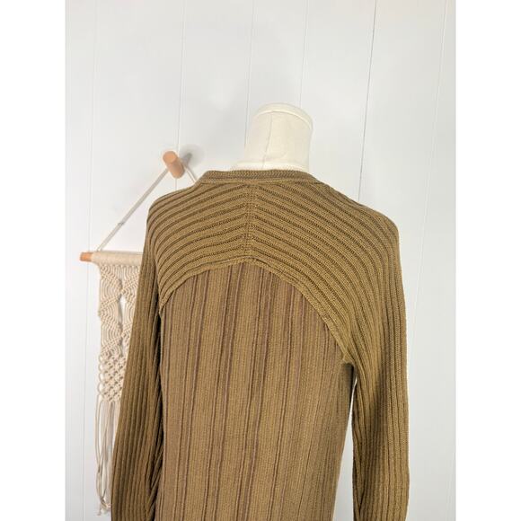 Free People Ribs and Ruffles Tunic Top Size Medium Olive Green Henley Peplum - Picture 9 of 11